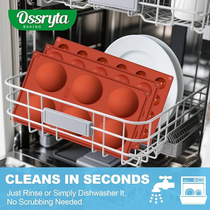 Ossryta 3Pcs Semi-Sphere Silicone Molds - Half Sphere Baking Mold Set for Chocolate Bombs, Dome Cakes, Candy, Jelly & Mousse - Reusable Non-Stick Chocolate Mold (6/15/24-Cavity)