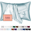 LYSHIN Silk Pillow Cases Standard Size with Hidden Zipper, Haze Blue