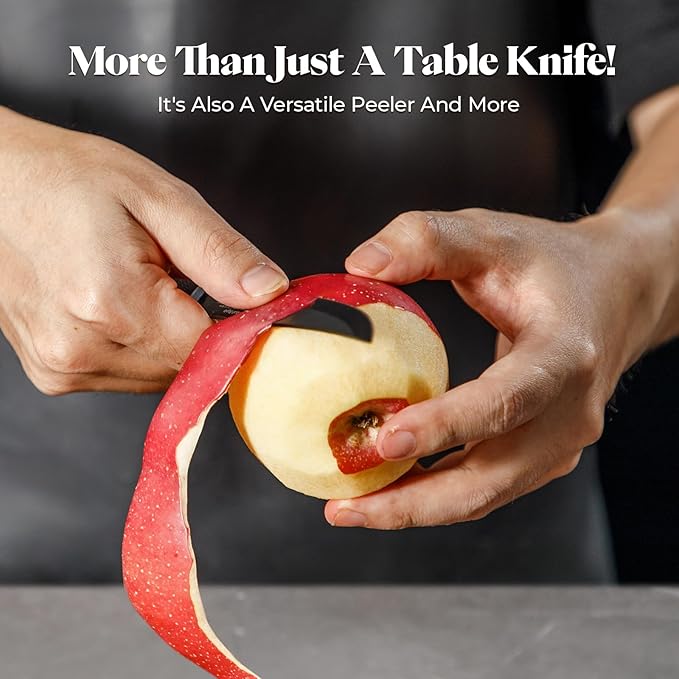 CuoCreate Steak Knives Set of 8, 4.7 Inch Dishwasher Safe Non-Serrated Table Knives, Ultra Sharp for Precise Cutting, Non-Stick Blade & Rust Proof, Easy to Maintain Ideal for Home Restaurant Party