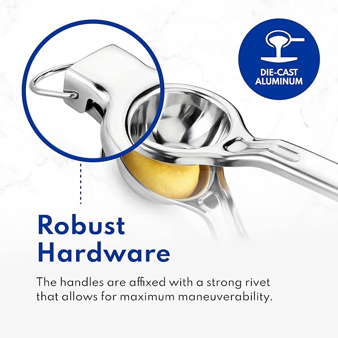 New Star Foodservice 43280 Commercial-Grade Stainless Steel Lemon Squeezer, Heavy Duty Citrus Juicer Press, Silver