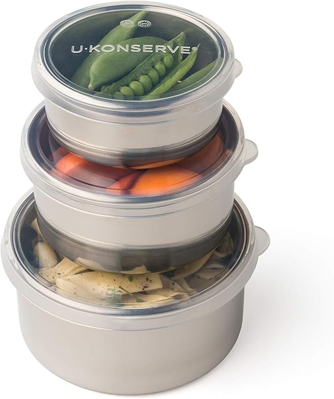 U-Konserve Stainless Steel Round Nesting Containers Trio Set of 3