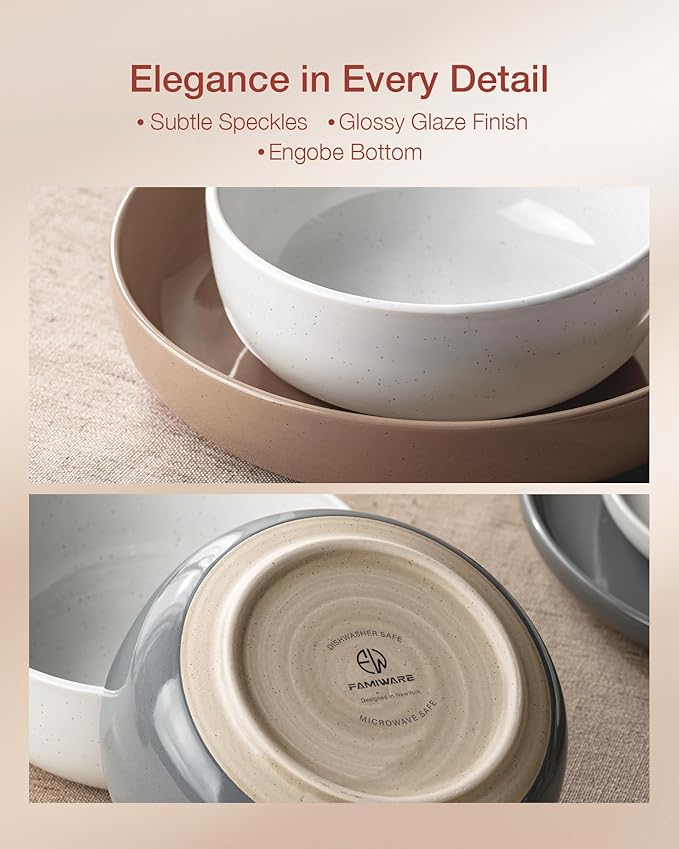 Famiware Milkyway 24-Piece Stoneware Dinnerware Set, Multi-color