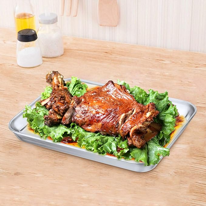 P&P CHEF Baking Sheet Pan, Stainless Steel Cookie Sheet, 9 Inch & 4 Pcs