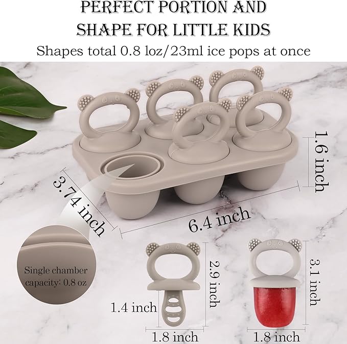 WMKGG Baby Popsicle Molds, Breastmilk Popsicle Molds(Grey)