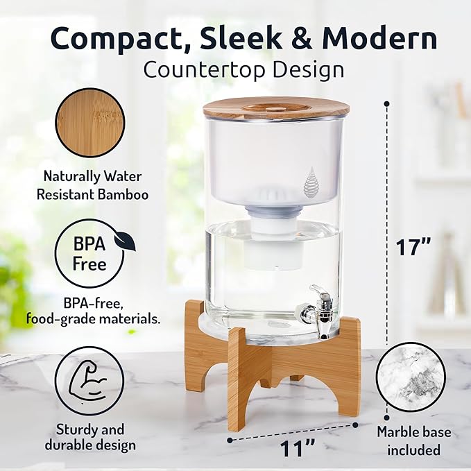 Invigorated Water pH Recharge Glass Alkaline Water Filter Dispenser System