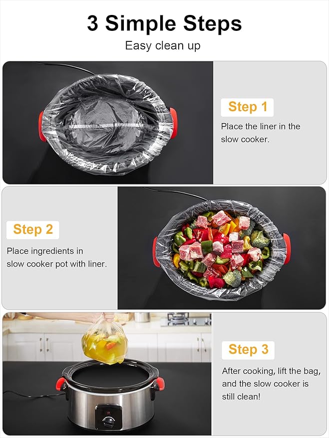 SMARTAKE Slow Cooker Liners, Large Size 13"x 21" 15 Liners