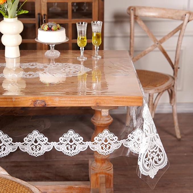 Artbloss Clear Table Cover Protector Rectangle Vinyl Table Cloth, 60" x 84"