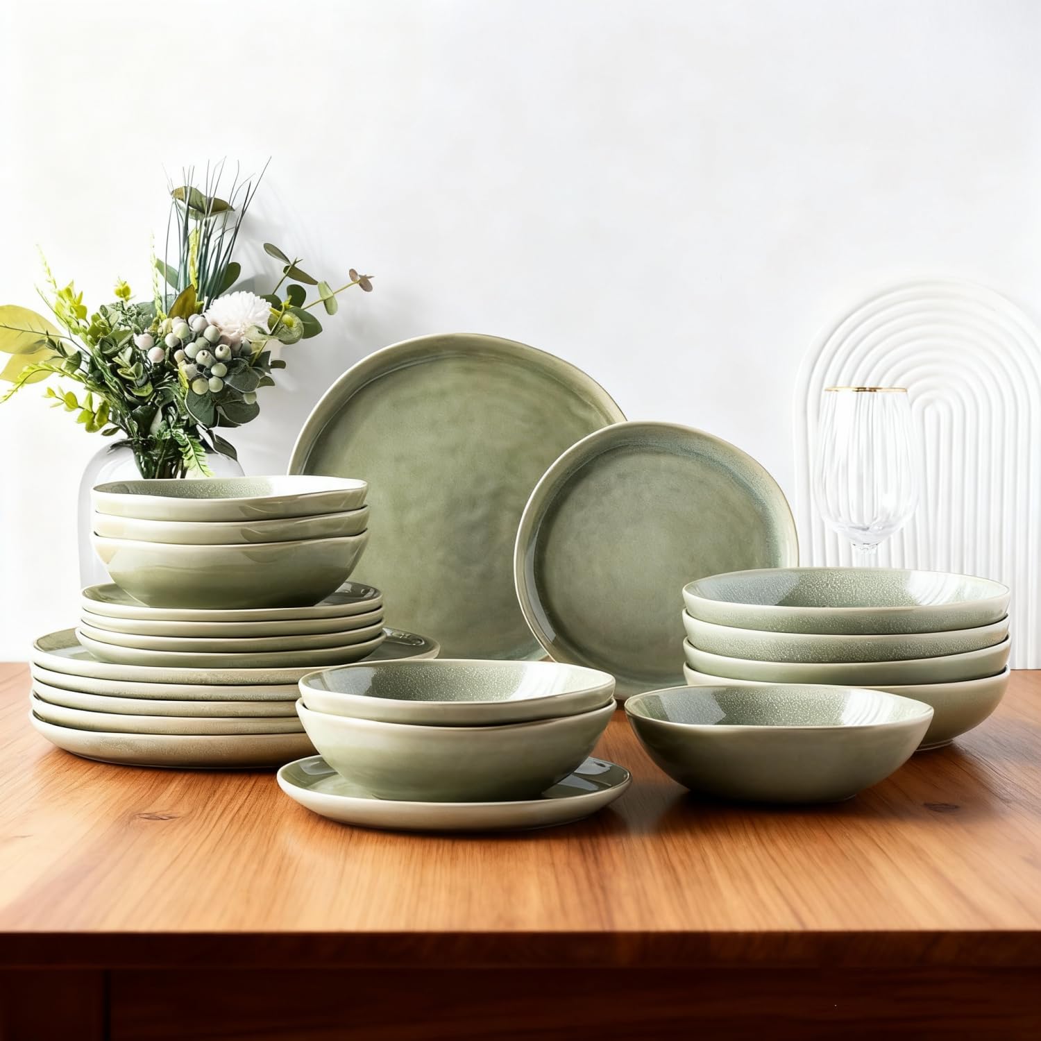 AmorArc Ceramic Dinnerware Sets for 4, 12Pcs Plates and Bowls Sets Dishes