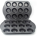 Bakexcel Non-Stick Standard Muffin Pans, 2.95" 12-Cup Set of 2 Baking Pans, Heavy Duty Carbon Steel Tins for Standard Muffins & Cupcakes
