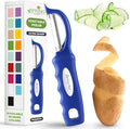 Spring Chef Swivel Potato Peeler for Kitchen w/Soft Grip Handle, Sapphire
