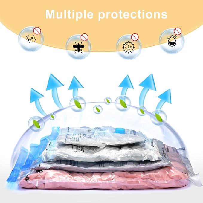 UPGOGO Vacuum Travel Bags Combo 6 Pack - Space Saver Vacuum Storage Bags for Clothing, Blankets, Pillows - Travel Essentials