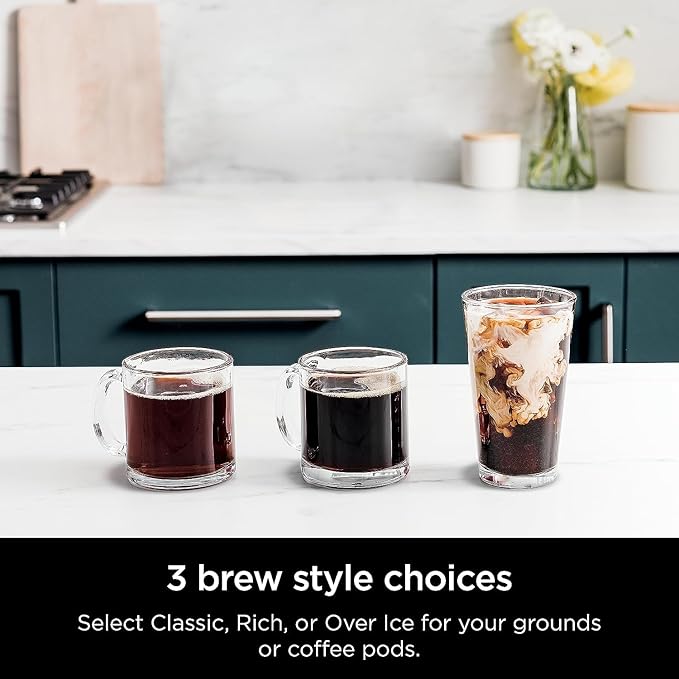 Ninja (Refurbished) Drip Coffee Maker | DualBrew Pro Hot & Iced Coffee | Compatible with K-Cup Pods | 3 Brew Styles (Classic, Rich, & Iced) | 60oz Removable Reservoir & Dishwasher Safe | (Renewed)
