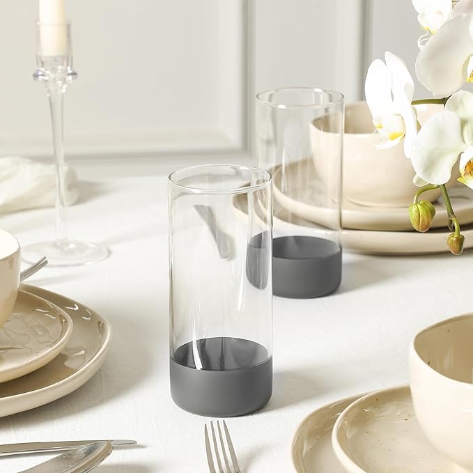 Stone Lain Mirella 16-Piece Dinnerware Set Stoneware, Borosilicate Glass, Beige