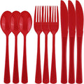 Kochorie 300 Pieces Red Plastic Silverware, Heavy Duty Plastic Cutlery Set