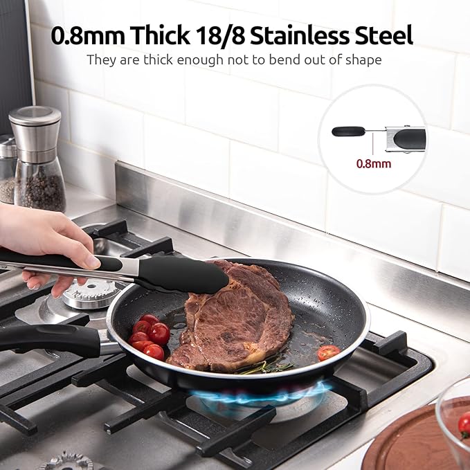 U-Taste Kitchen Tong for Cooking, 600ºF Heat-Resistant Silicone, 9in/Black