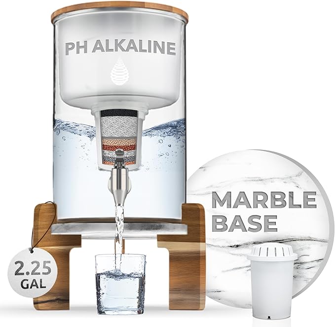 Invigorated Water pH Recharge Glass Alkaline Water Filter Dispenser System