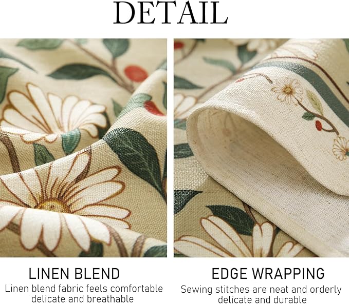ISAENNE Designer Vintage Linen Green Rectangular Tablecloth,71"x55"-Brune