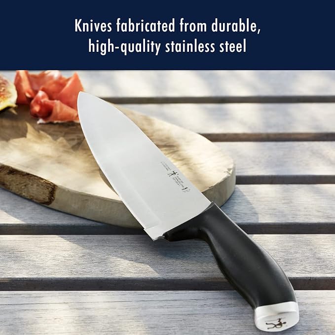 HENCKELS Silvercap 14 Piece Knife Block Set, German-Engineered, Black