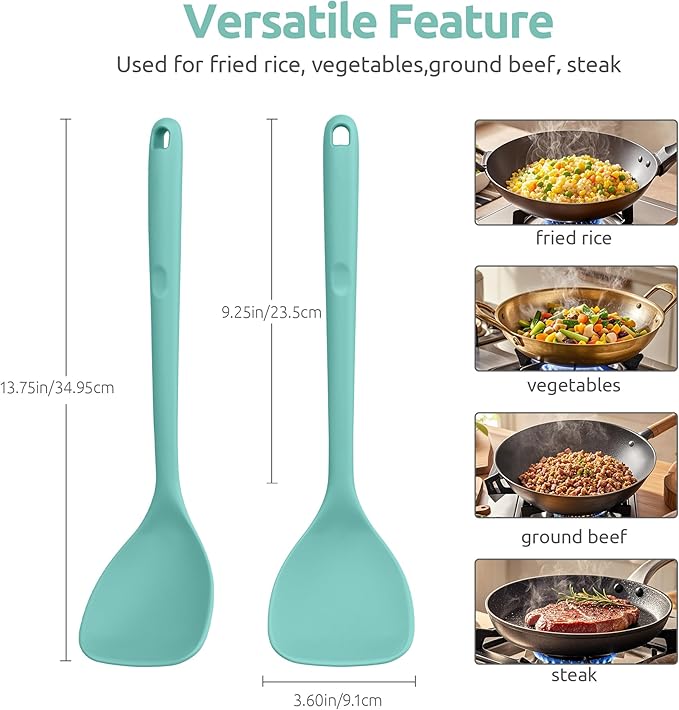U-Taste Silicone Wok Spatula, 600ºF Heat Resistant Stir Fry Tool, Aqua Sky