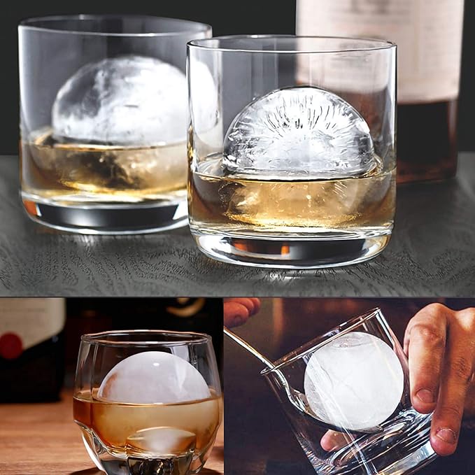 Helpcook Silicone Ice Ball Molds with Built-in Funnel for Whiskey,Set of 2