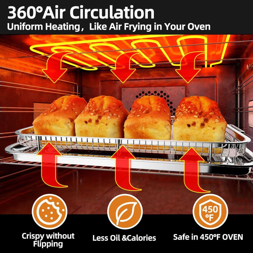 Air Fryer Basket for Oven, Extra Large Oven Air Fryer Basket and Tray Set