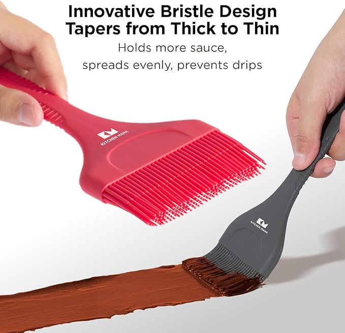 Kitchen Mama Platinum Silicone Extra Wide Pastry & Basting Brush Set