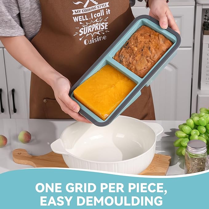 Yomarket Silicone Freezer Trays with Lids 2 Cup Soup Freezer Containers Molds with 10 Large Freezer Bags, 2 Pack Ice Cube Trays for Freezing Soups, Stews, and Sauces, Dishwasher Safe