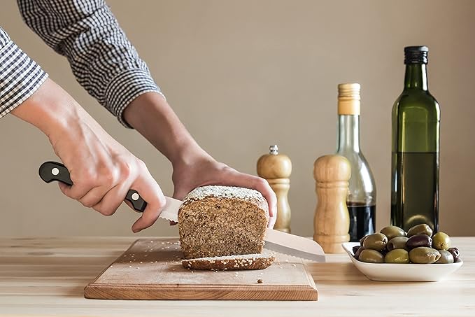 Moss & Stone 7 Pcs Small Kitchen Knife Set with Block, Stainless Steel