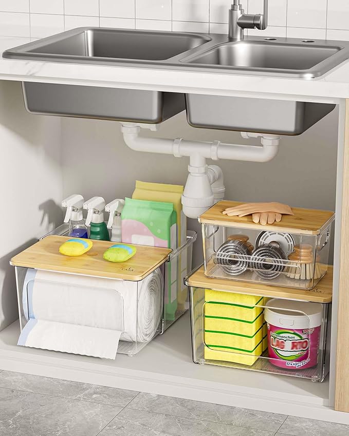 iCASA 3 in 1 Trash Bag Holder Garbage Bags Dispenser Under Sink Organizer