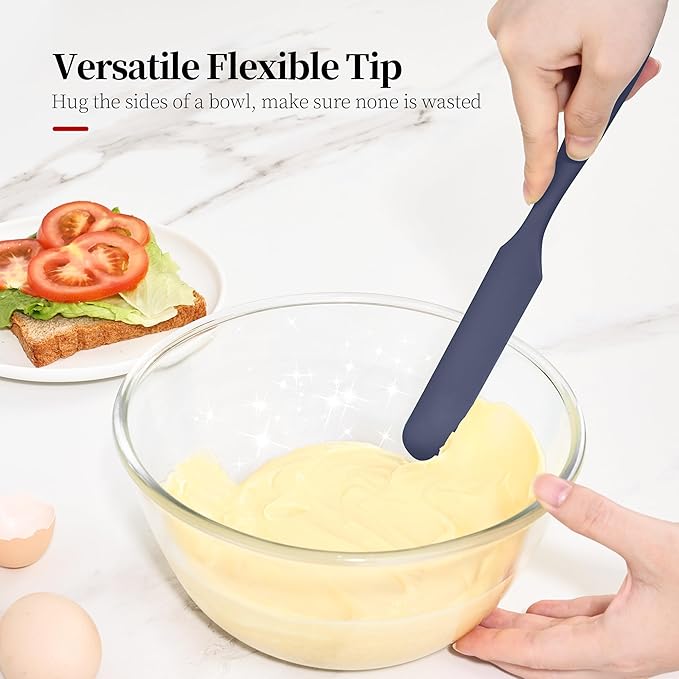 Lilybeam 600ºF Heat Resistant Silicone Spatula Spoonula Set of 4, Blue