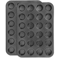 Beasea Nonstick Mini Muffin Pan 24 Cups, 2 Pack 24 Mini Small Tiny Cup Non Stick Muffin Baking Pan Tin Tray Carbon Steel Bakeware Individual Cupcake Baking Pan - Black