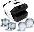 Ball Ice Cube Tray and Big Cube Molds for Whiskey, Slow Melting Set
