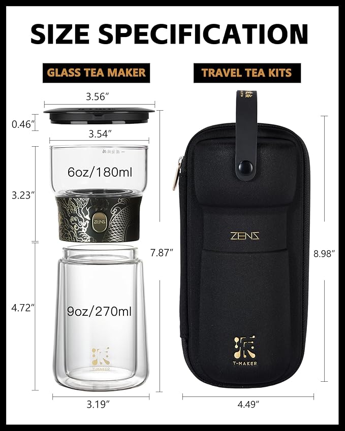 ZENS Glass Infuser Teapot, Cool One Touch Tea Maker For Loose Tea, Dragon