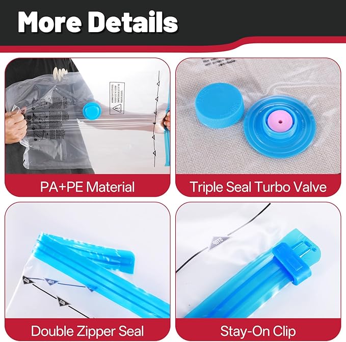 UPGOGO Vacuum Storage Bags with Portable Electric Pump,Vacuum Seal Bags for Clothing,Space Saver Bags,Vacuum Travel Bags for Luggage(Combo 8 Pack)