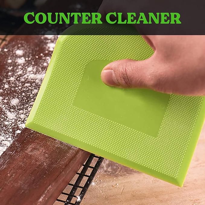 SURDOCA Dough Scraper Bench Scraper - 3P 7.1x4.9" Plastic Flexible Bowl Scraper, Sharp Edge & Angles Cake Scraper. Non-Slip Bakeware Decorating Tools Sculpting & Modeling Tools - Yellow+Green+Yellow