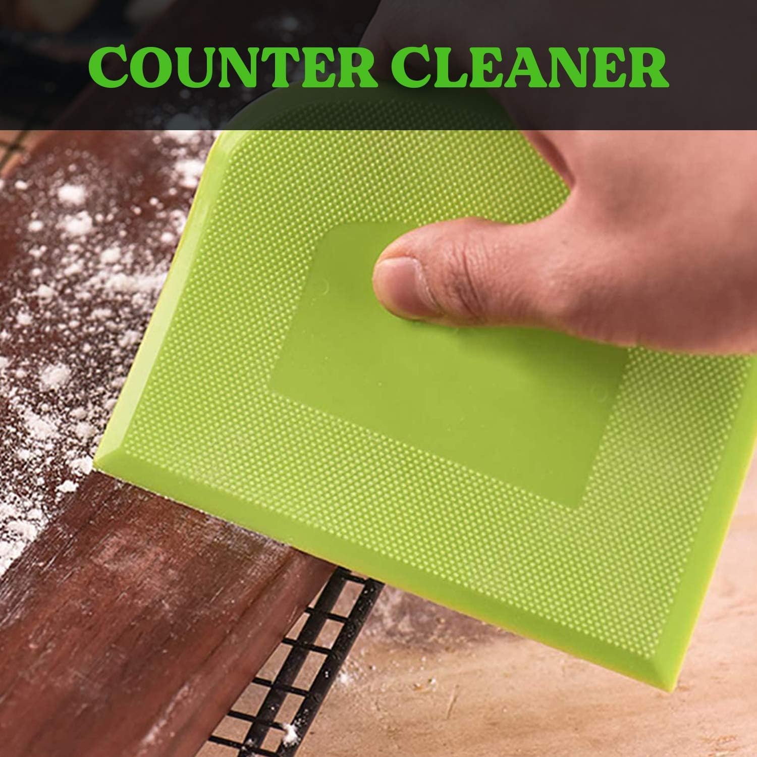 SURDOCA Dough Scraper Bench Scraper - 3P 5.9x4.3" Plastic Flexible Bowl Scraper, Sharp Edge & Angles Cake Scraper. Non-Slip Bakeware Decorating Tools Sculpting & Modeling Tools - White+Blue+White