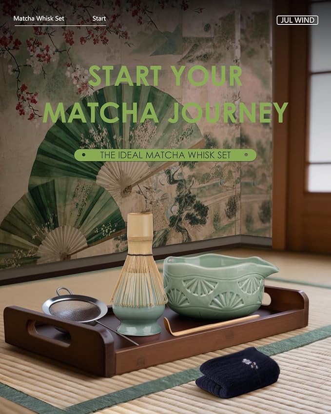 Matcha Whisk Set, Ceramic Matcha Set Includes Matcha Bowl and Matcha Whisk