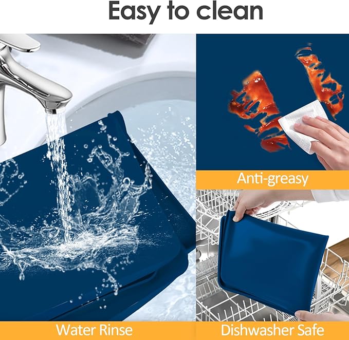 Silicone Coffee Maker Mat with Lip for Countertops, 19.7'' x 15'' Navy Blue