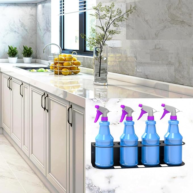 JINGCHENGMEI 4 Spray Bottles Holder, Steel Wall Mount Storage Organizer