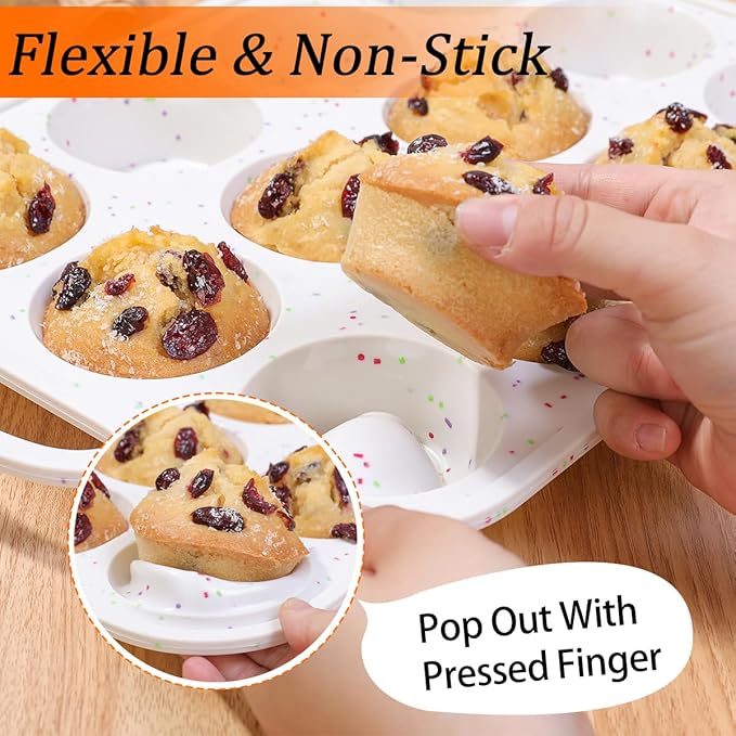 Silicone Muffin Pans for Baking with Metal Framed Handle BPA Free, Standard