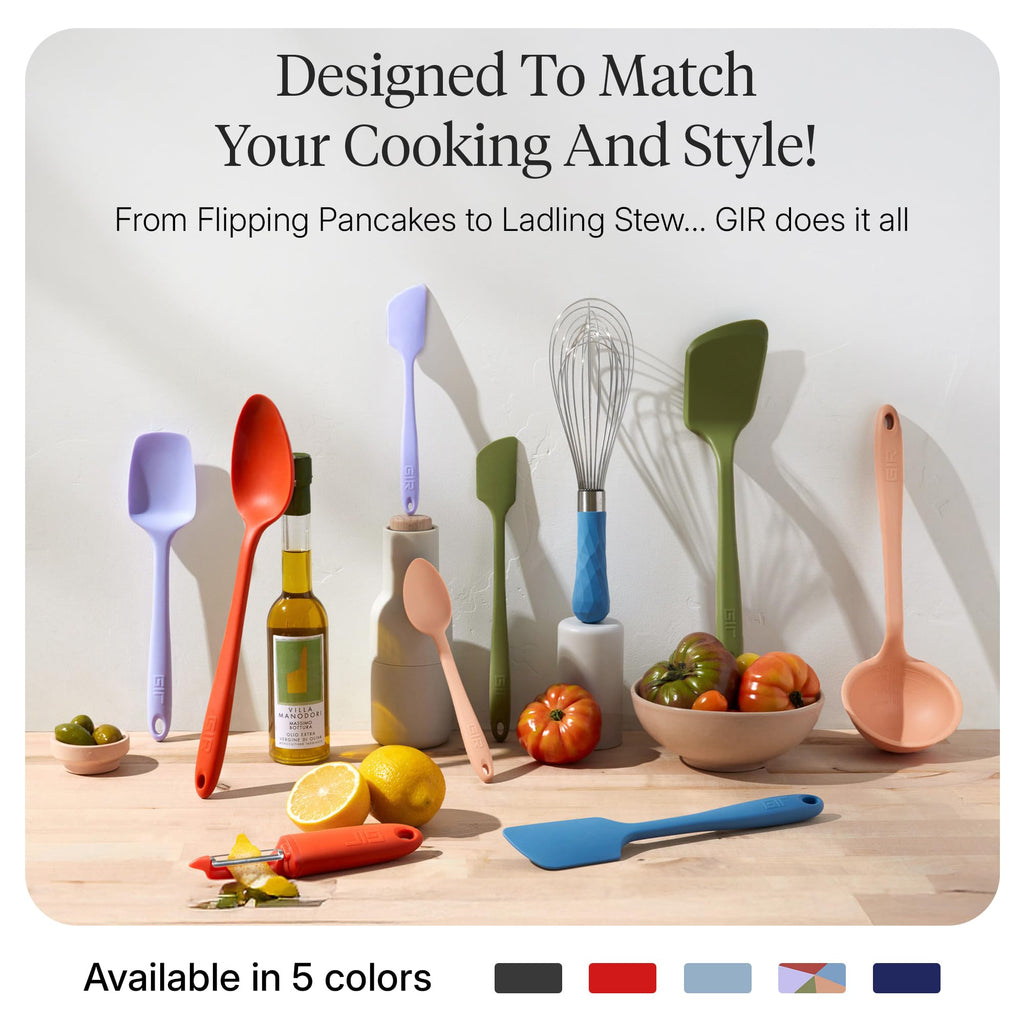 GIR: Get It Right 10-Piece Silicone Ultimate Kitchen Utensil Set – Spatulas, Ladle, Flip, Spoons, Whisk, Peeler & Spoonula – Nonstick, Non-Toxic, Heat-Resistant – Navy