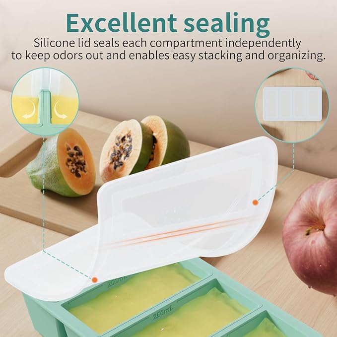 Ice Cube Tray with Lid and Bin: GGOW Silicone Flexible Ice Cube Tray with Lid - Easy Release Ice Trays with Bin - Stackable Ice Cube Maker for Freezer