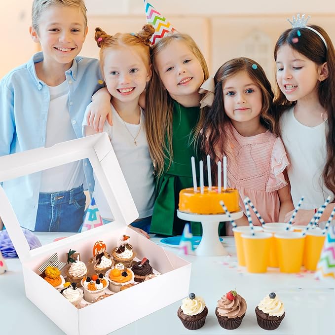 VGOODALL 12 Count Cupcake Boxes, 6 PCS Cupcake Container with Window