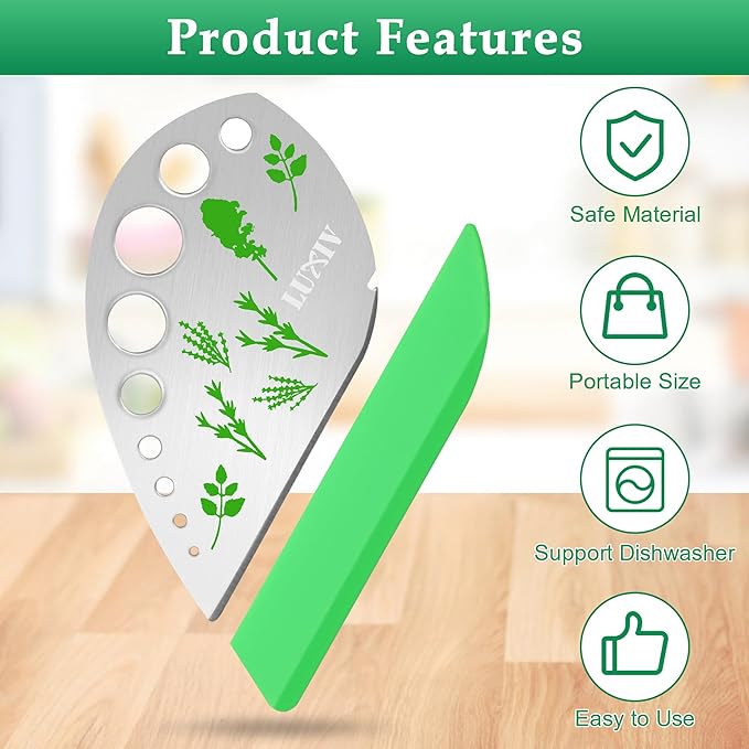 Luxiv Herb Stripper Tool Stainless Steel 9-Hole Leaf Peeler with Knife
