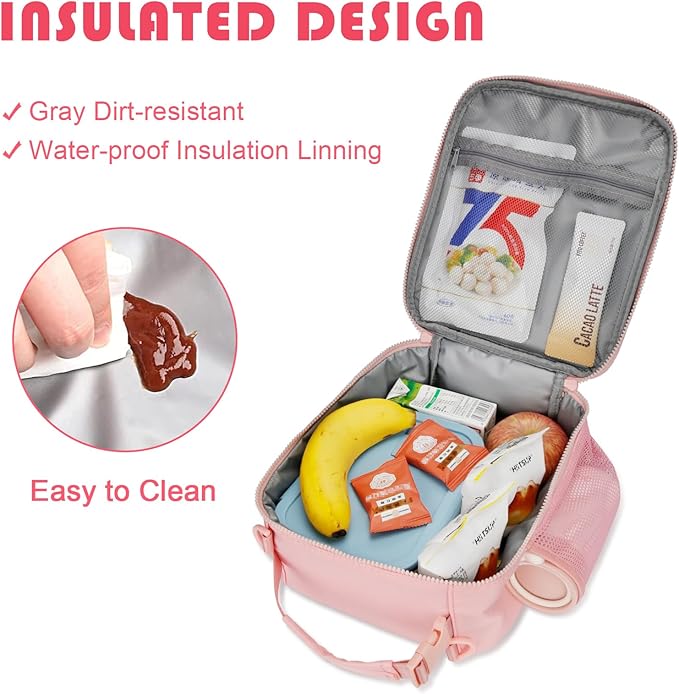 CLOUDWINGS Lunch Box Kids Large Initial Insulated Lunch Bag for Girls