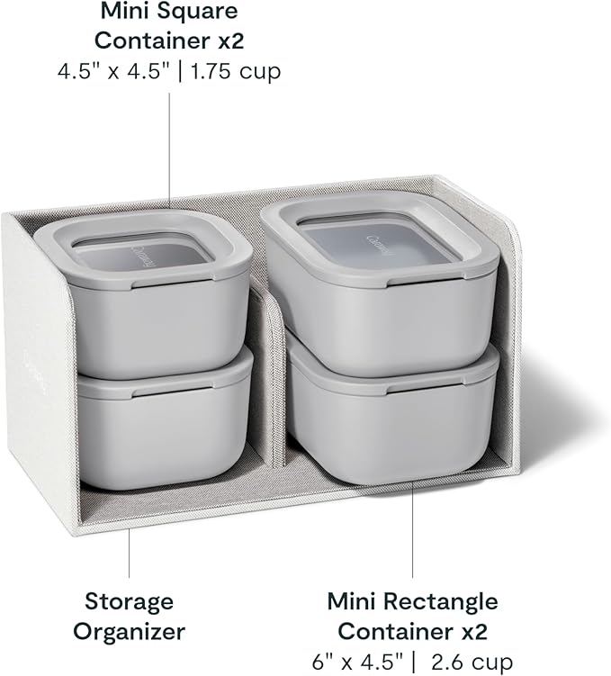 Caraway Mini Food Storage 9-Piece Set, Glass Storage Containers for Food