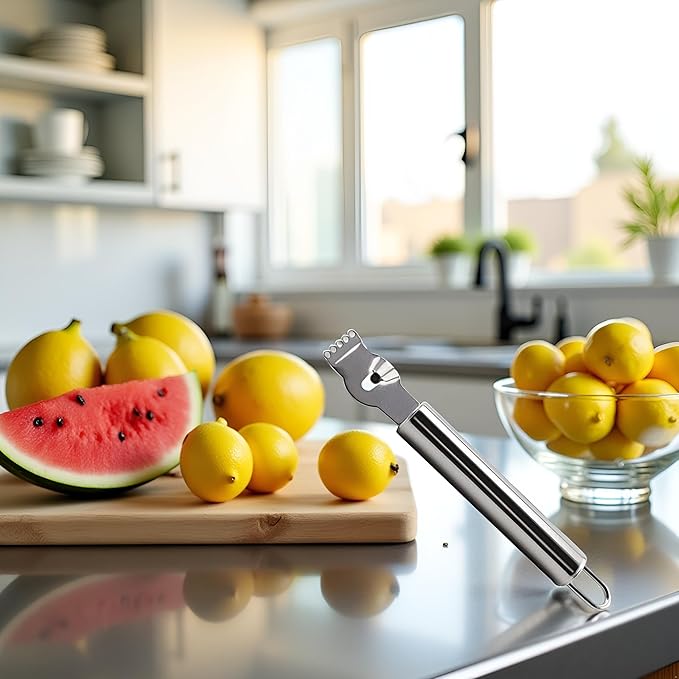 JJLFresheners Stainless Steel Lemon Zester Grater with Channel Knife and Hanging Loop Lemon Orange Citrus Zester Grater Grips Kitchen Tool Practical Processed Graters, Peelers and Slicers, 1, Silver
