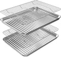 Half Baking Sheet Pan Cooling Rack Set, Stainless Steel 2 Pans + 2 Racks