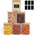 ComSaf Glass Jars with Bamboo Lids 0.8 Qt, Set Of 6 Pantry Galss Jars