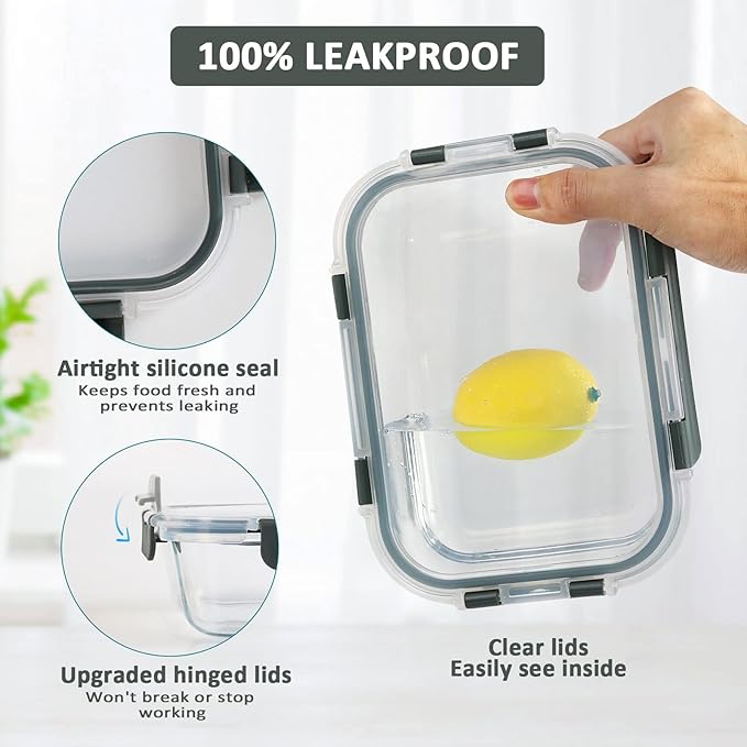 M MCIRCO 6 Pack Extra Large Glass Food Storage Containers with Lids